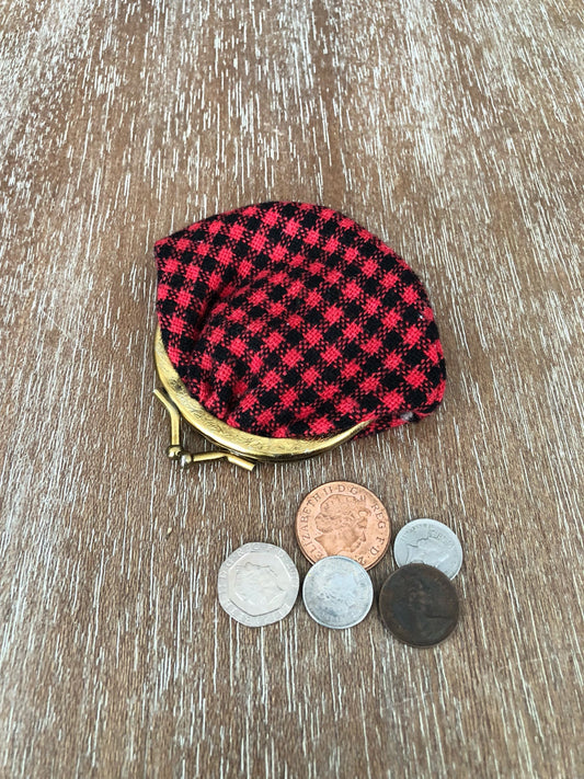 Vintage Red and Black Checkered Coin Purse