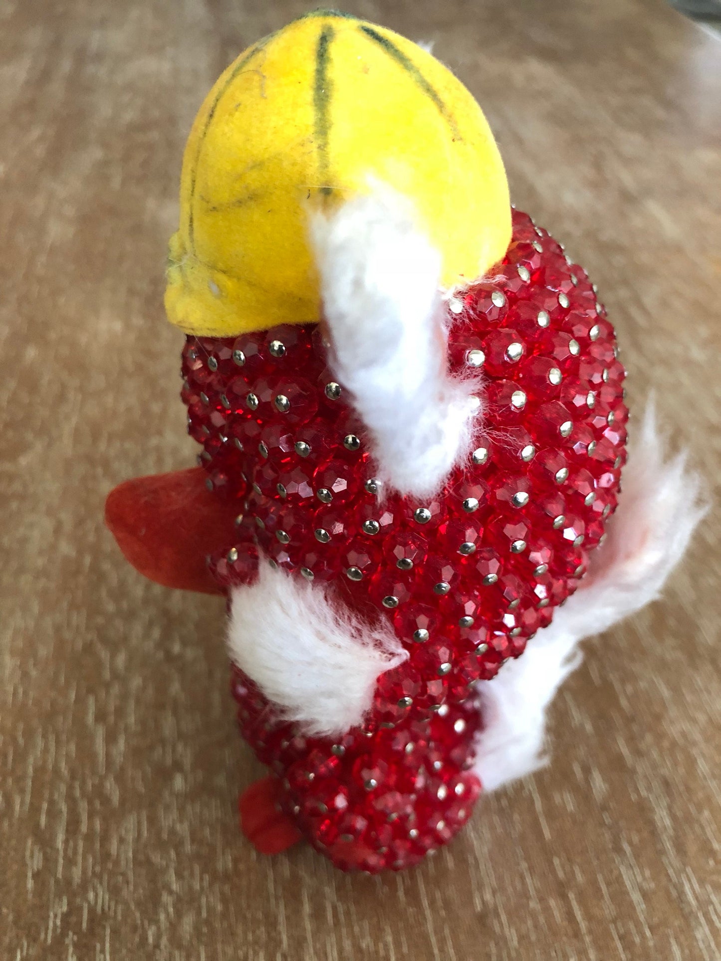 Vintage Kitschy Red Beaded Rabbit Misfit Bunny