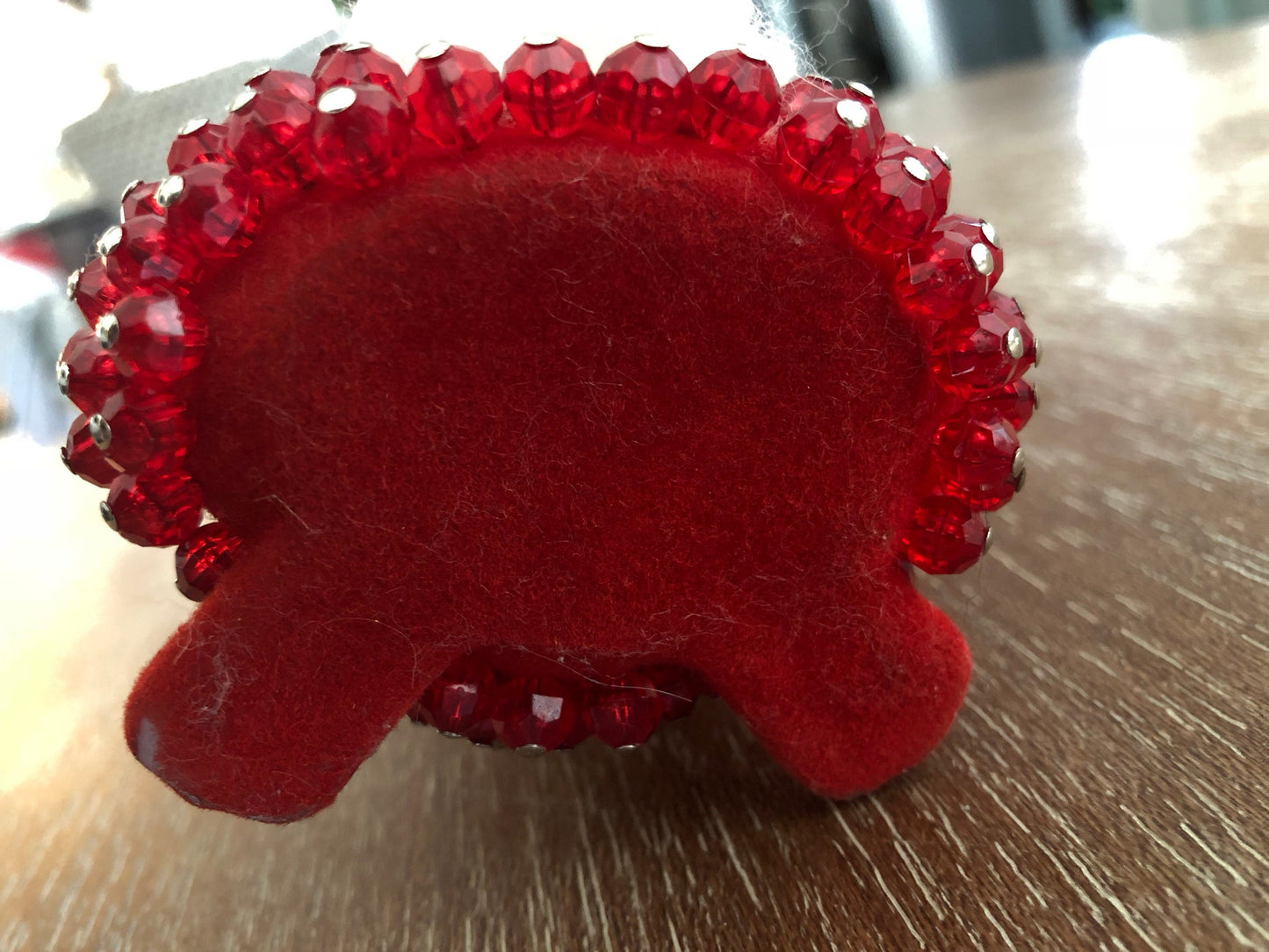 Vintage Kitschy Red Beaded Rabbit Misfit Bunny