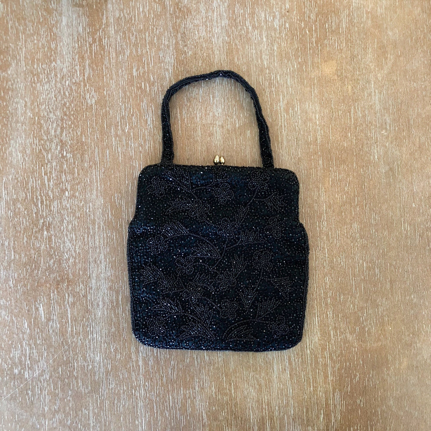 Vintage Black Beaded Evening Bag Majid Purse Little Black Bag