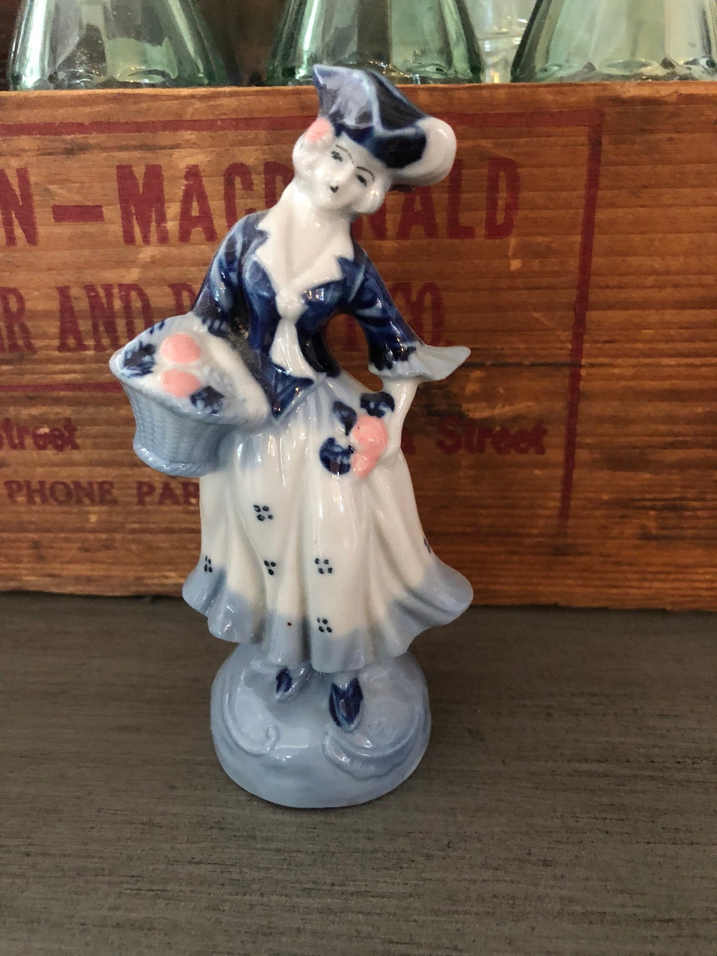 Vintage Colonial Lady in Blue Figurine Occupied Japan