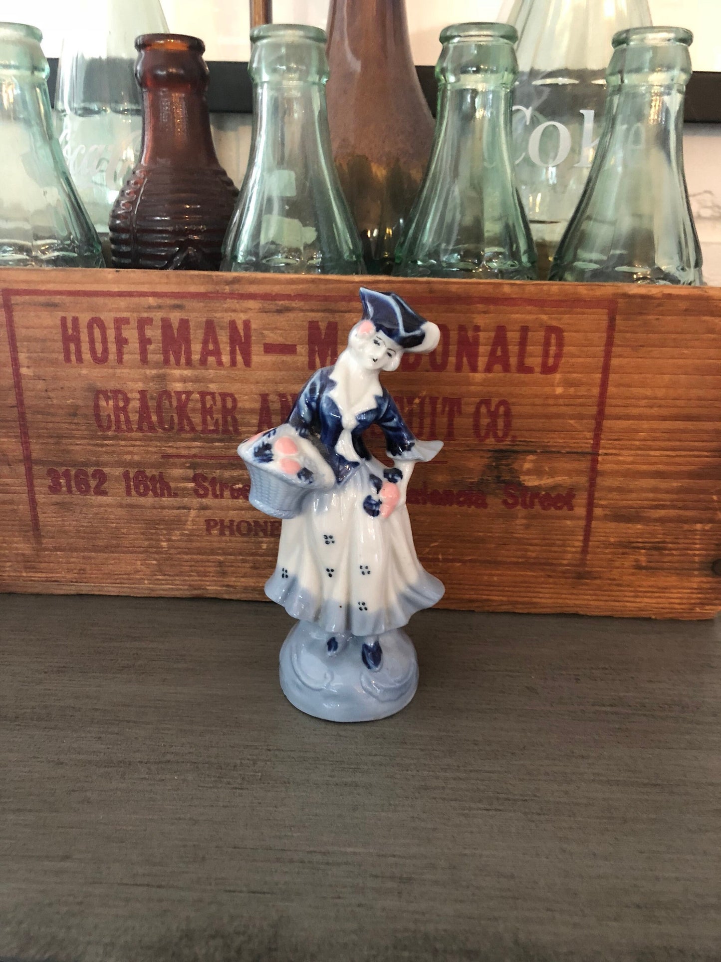 Vintage Colonial Lady in Blue Figurine Occupied Japan