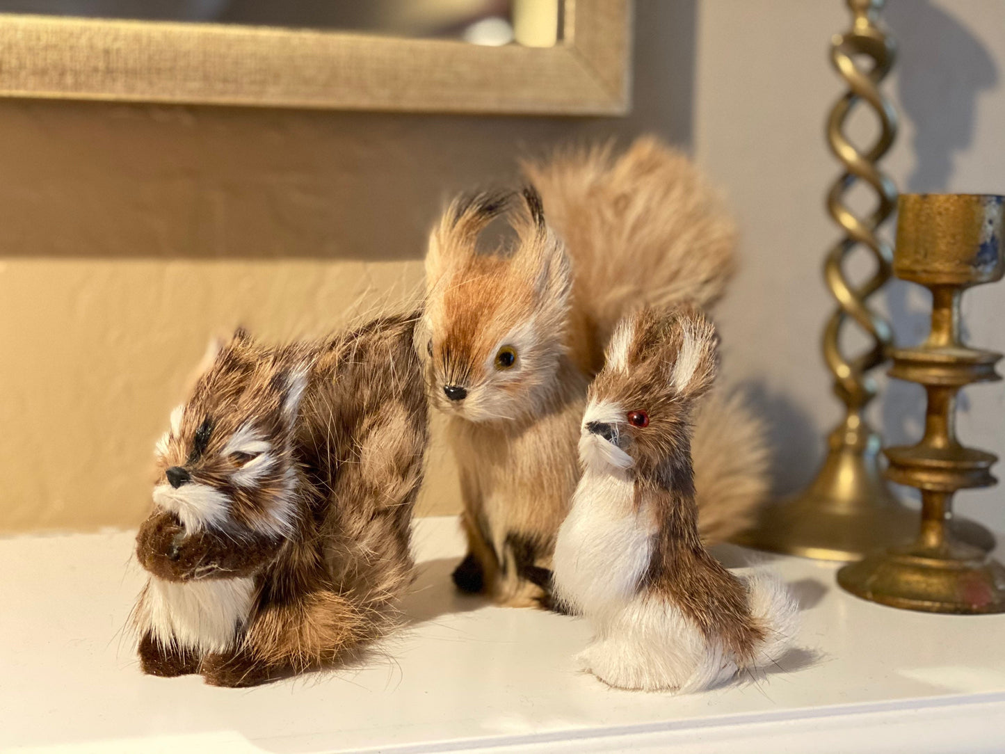 Vintage Furry Squirrel Stuffed Figurine