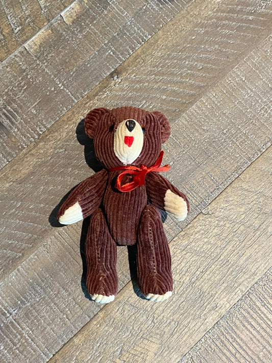 Vintage Sawdust Stuffed Jointed Corduroy Bear Stuffed Animal Ornament