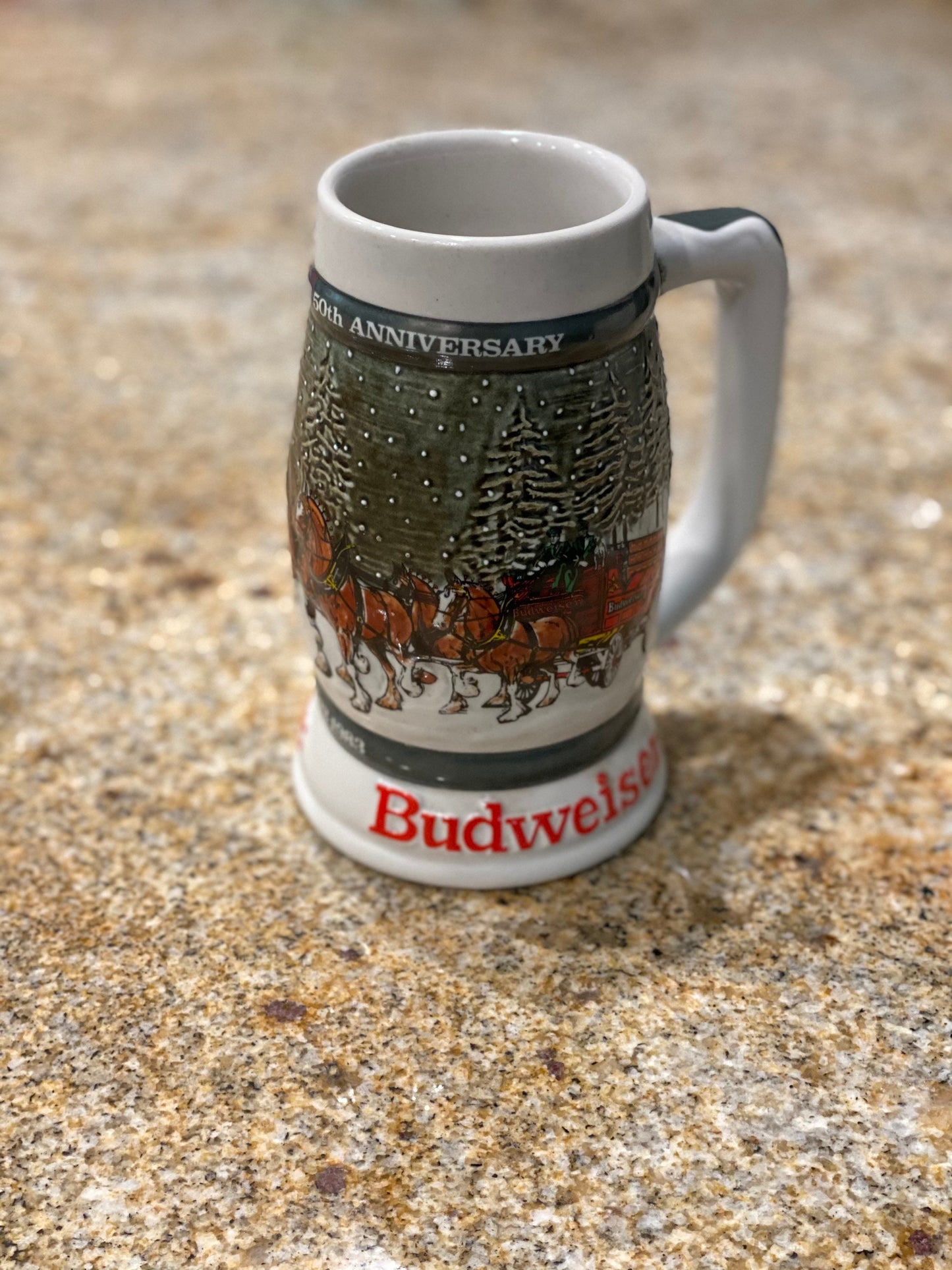 Vintage Budweiser Clydesdales 50th Anniversary Beer Mug