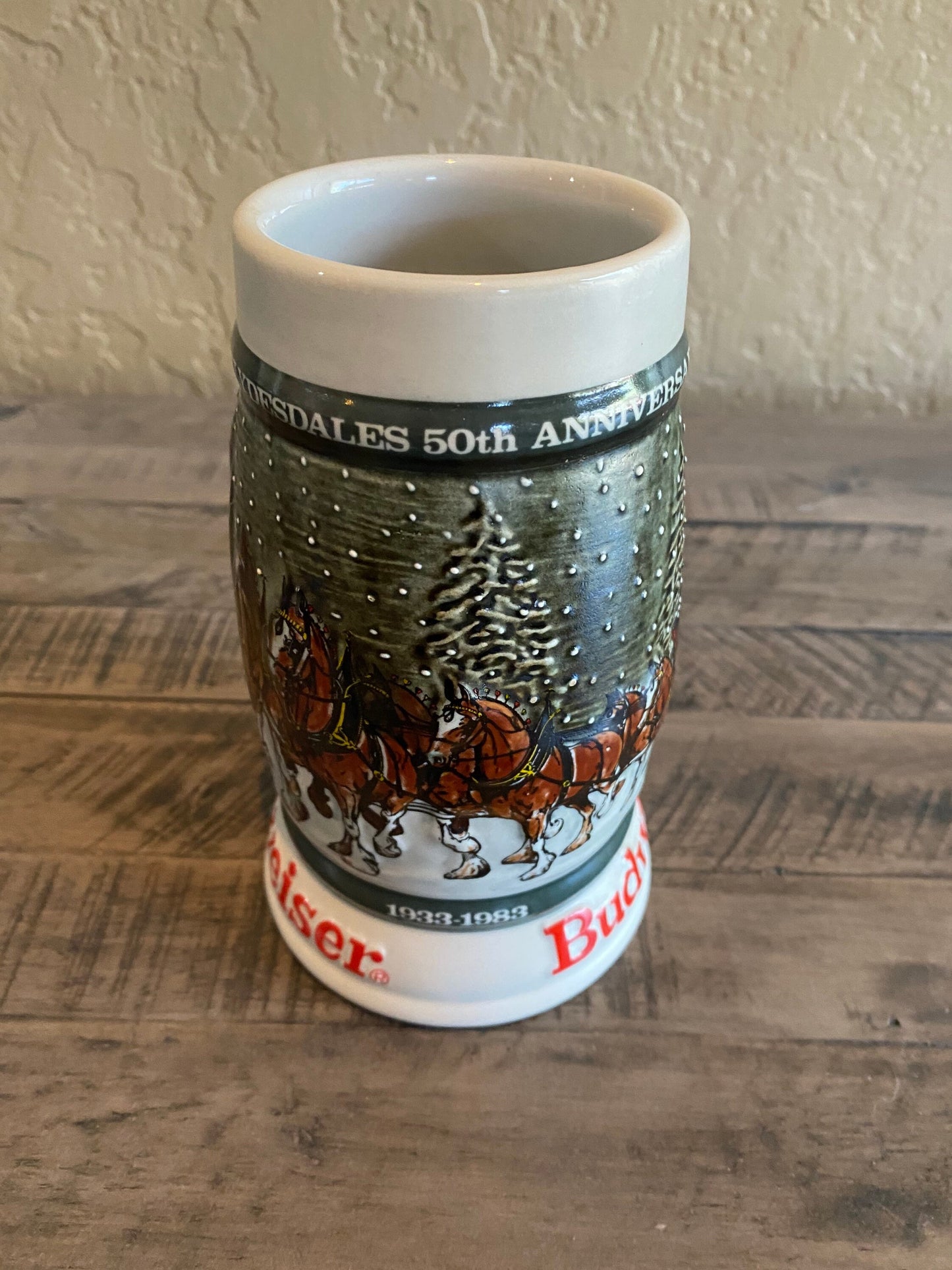 Vintage Budweiser Clydesdales 50th Anniversary Beer Mug