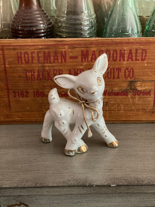 Vintage Mid Modern White Deer Figurine