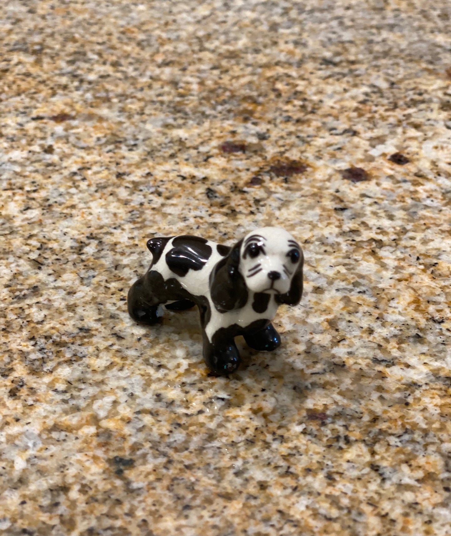 Vintage Hagen Renaker Black and White Spaniel Dog  Figurine