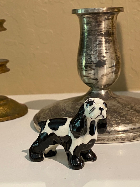 Vintage Hagen Renaker Black and White Spaniel Dog  Figurine