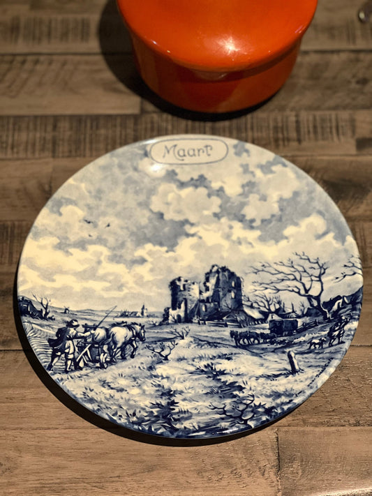 Delft Maart Blue and White Plate Delft Calendar March Wall Plate