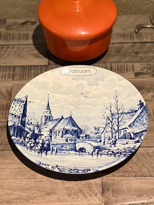 Delft Januari Blue and White Plate January Delfts Collectible Plate