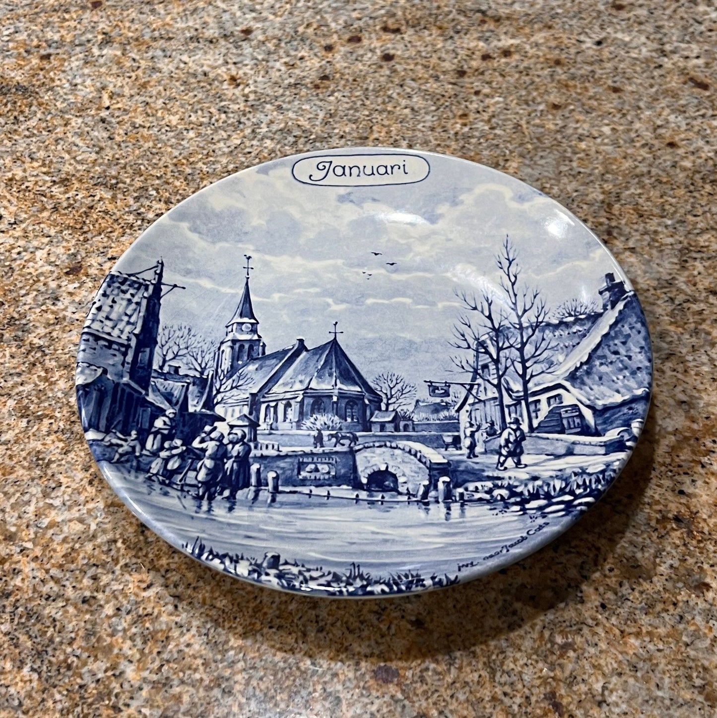 Delft Januari Blue and White Plate January Delfts Collectible Plate