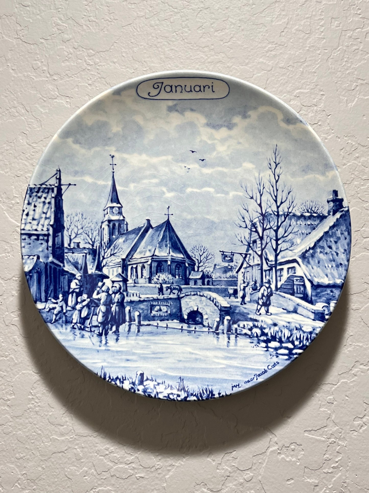 Delft Januari Blue and White Plate January Delfts Collectible Plate