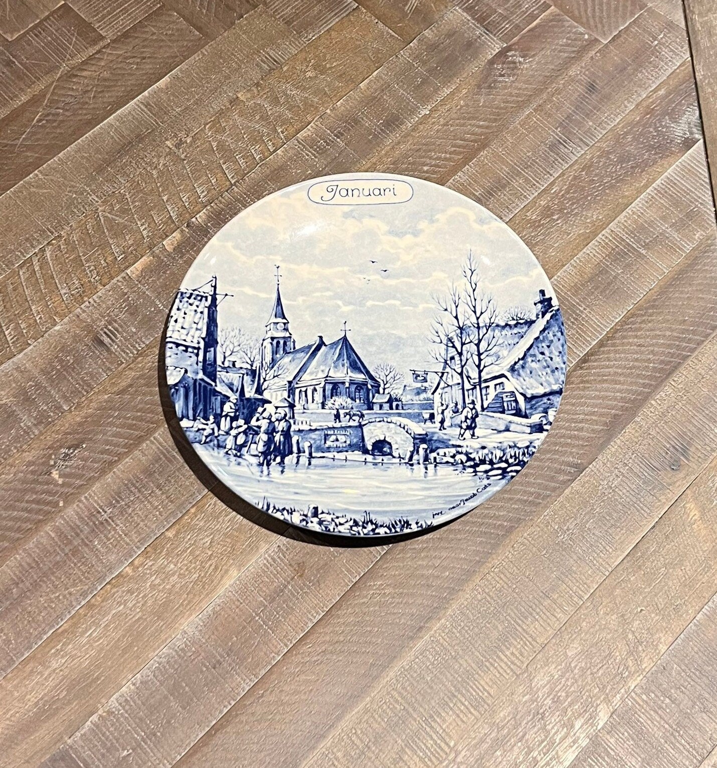 Delft Januari Blue and White Plate January Delfts Collectible Plate