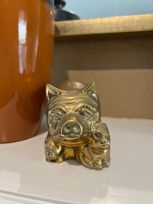 Vintage Brass Pig  Decor