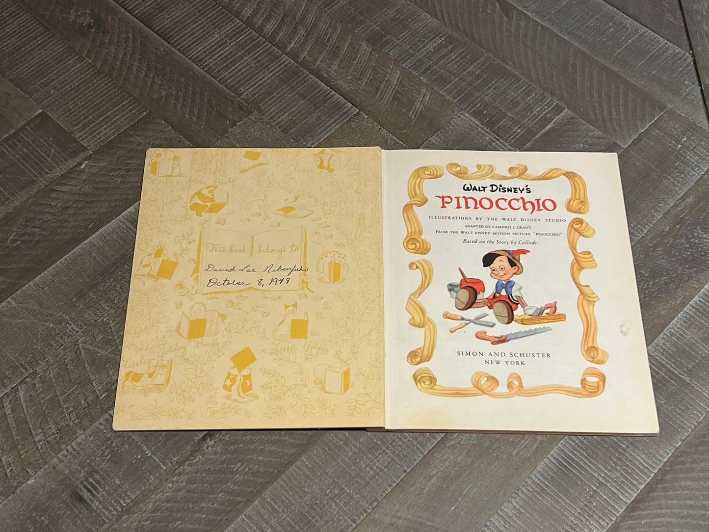 1939 Pinocchio Book with Color Illustrations from the Motion