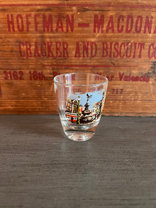 Vintage Piccadilly Circus London Souvenir Shot glass London Keepsake Barware