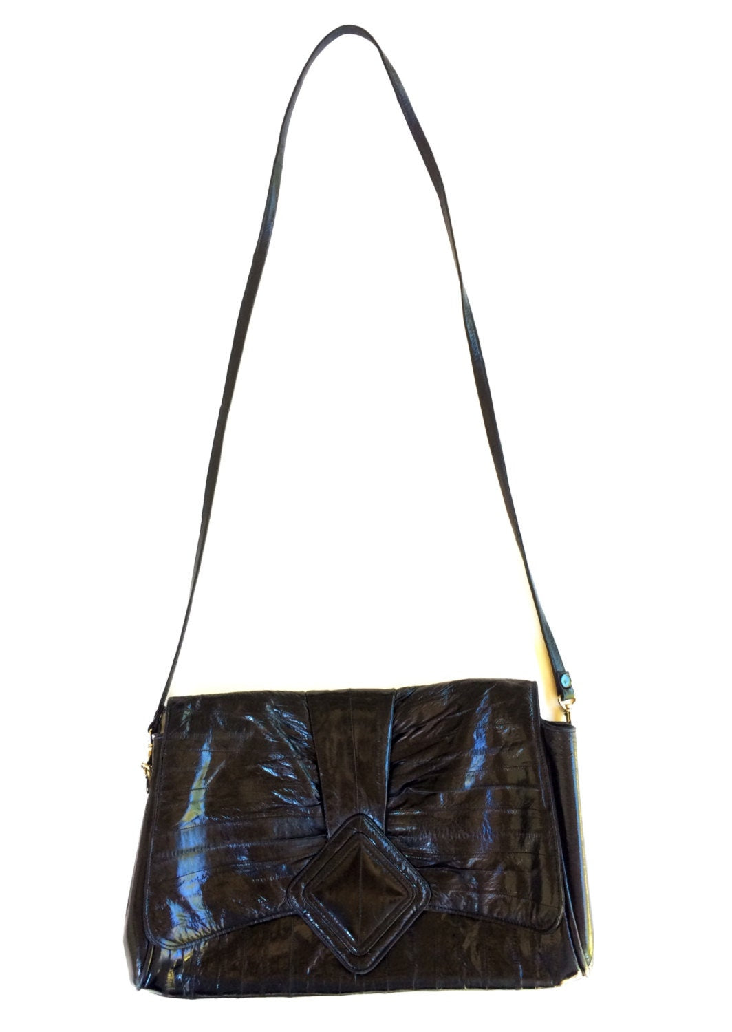 Black Eel Skin Handbag  Black Eelskin Clutch