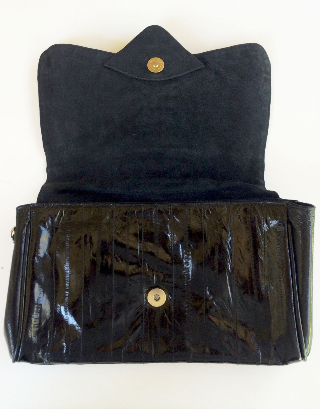 Black Eel Skin Handbag  Black Eelskin Clutch