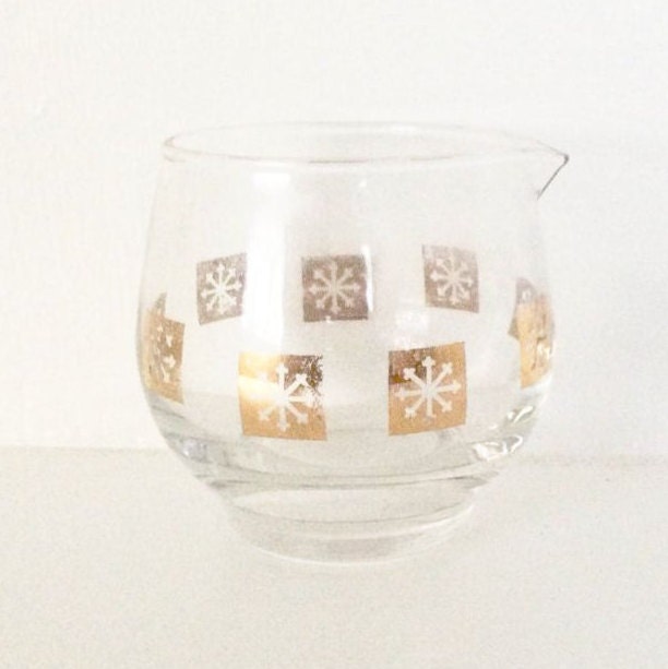 Atomic Snowflake Starburst Glass Creamer Mid Century Glass Barware