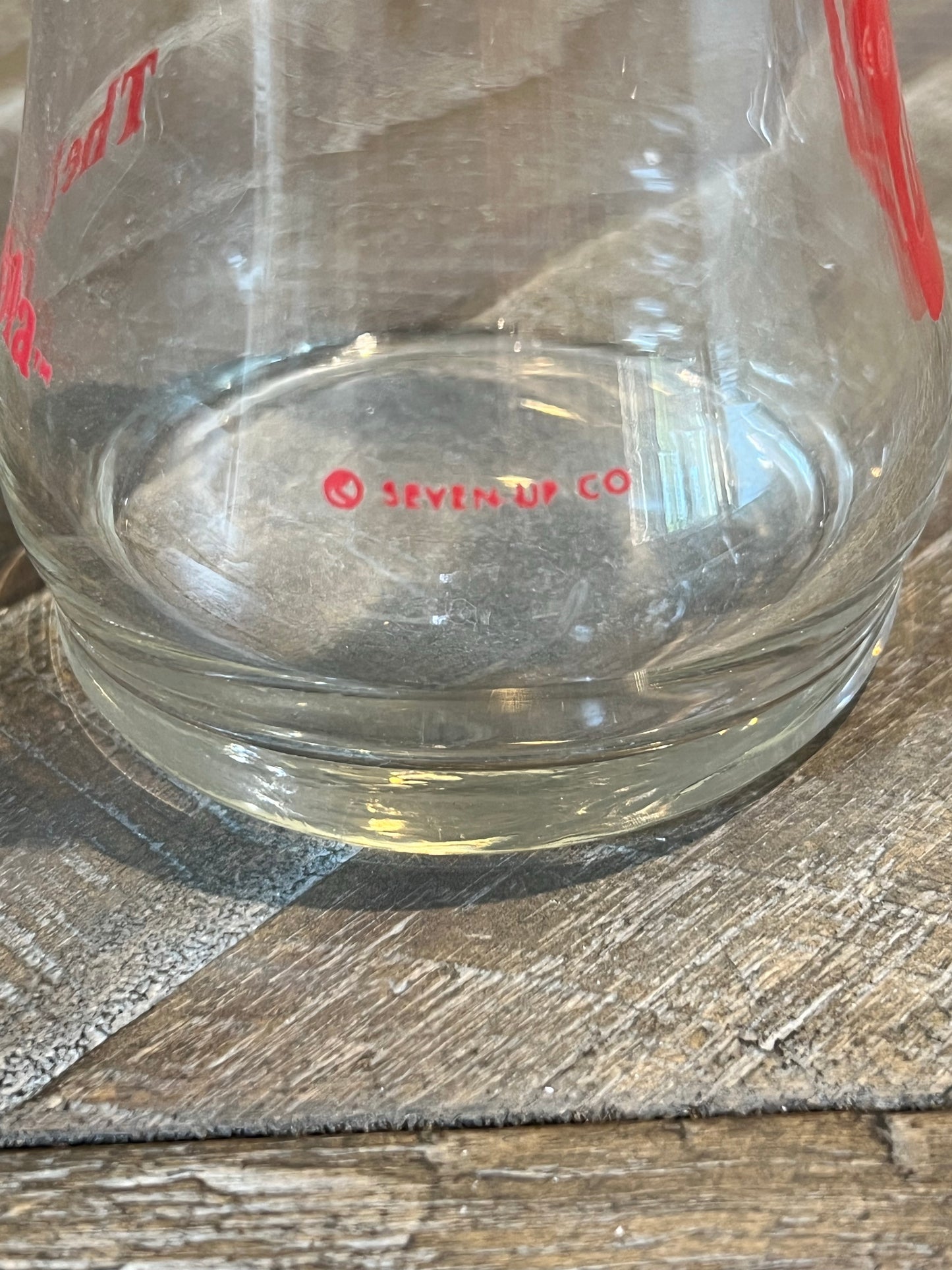 Vintage Upside Down 7-Up Glass