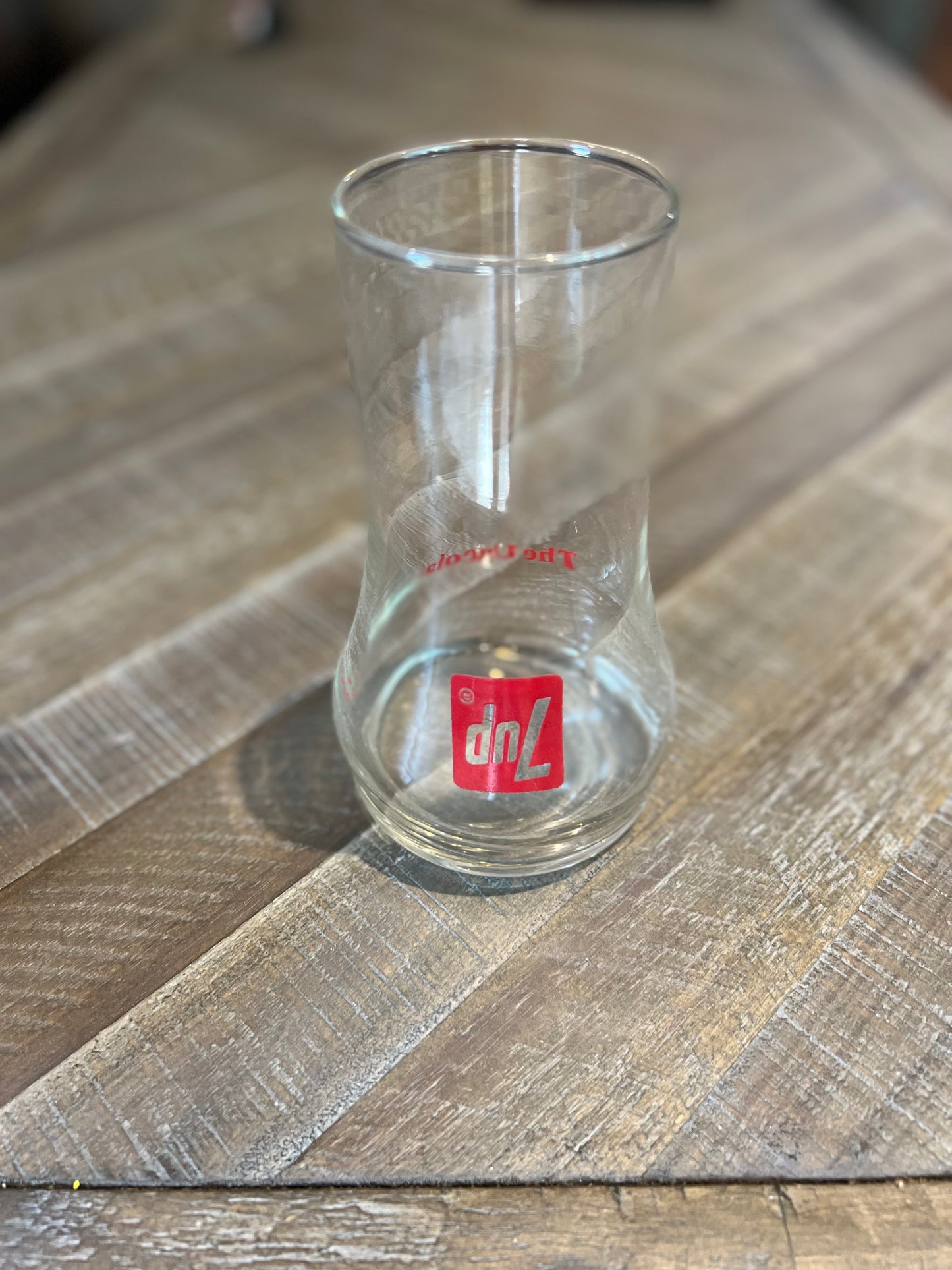 Vintage Upside Down 7-Up Glass